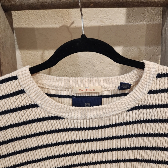 Scotch & Soda Sweater With Stripe Contrast Hem And Cuff In White Stripe- Size M - Picture 4 of 6